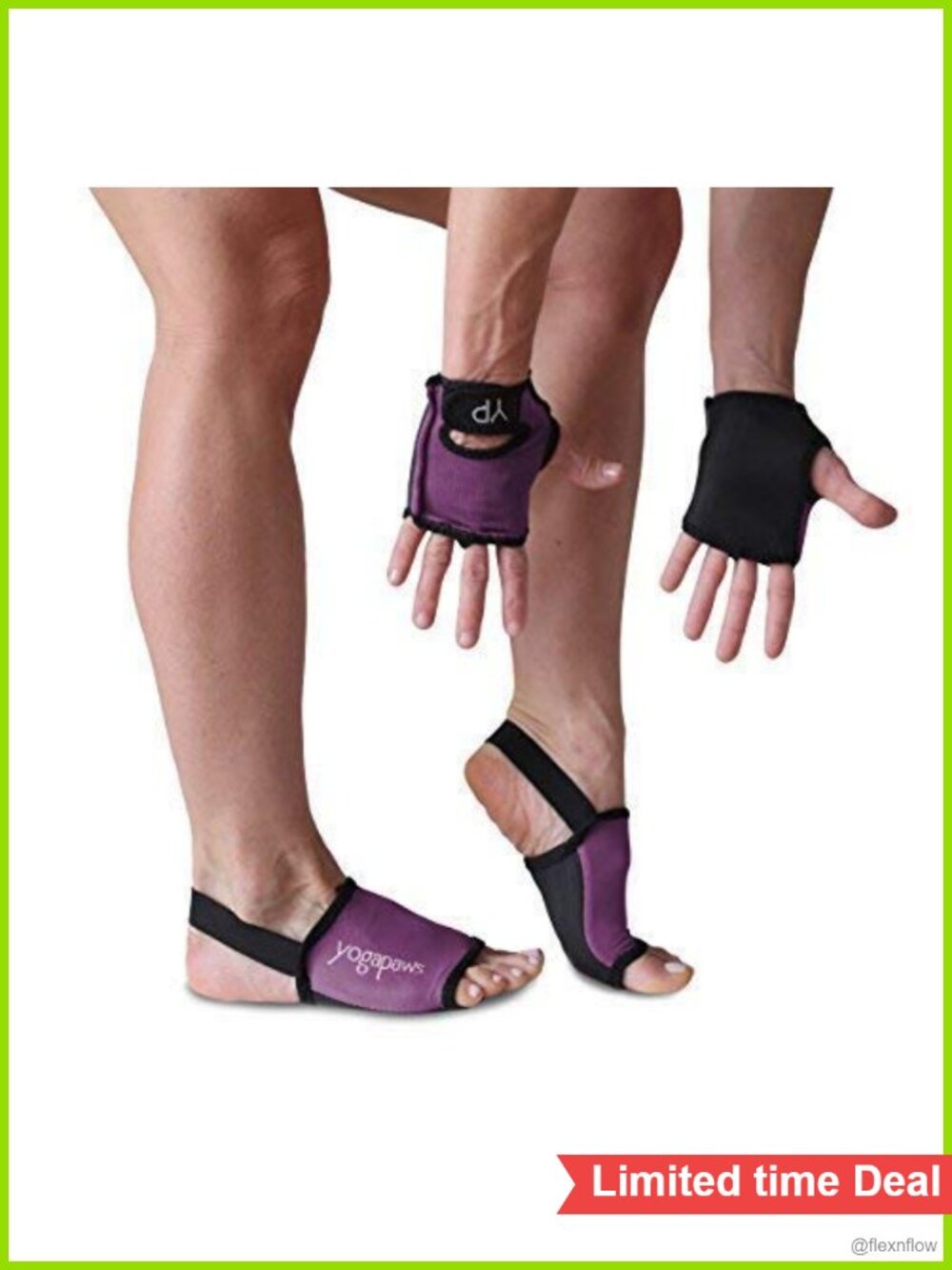YogaPaws Non Slip Yoga Gloves & Toeless Socks Set for Hot Yoga Crossfit